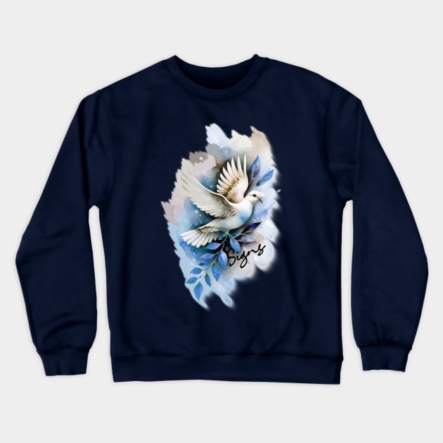 Peace Signs Dove Love Bird Crewneck Sweatshirt by tamdevo1